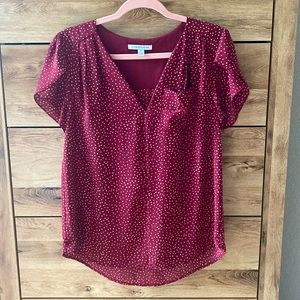 41 Hawthorn - Carol Tulip Detail Blouse - Burgundy - Medium